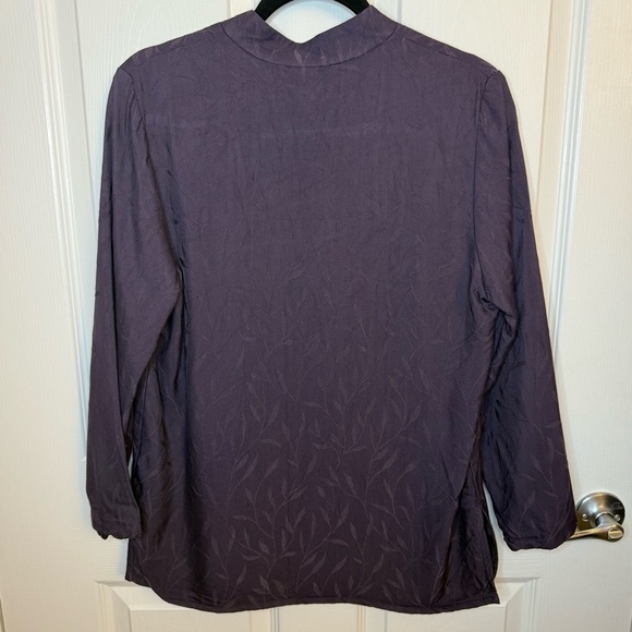 Eileen Fisher Sweater Cardigan Rayon Ladies Long Sleeve Purple Floral - Picture 4 of 4